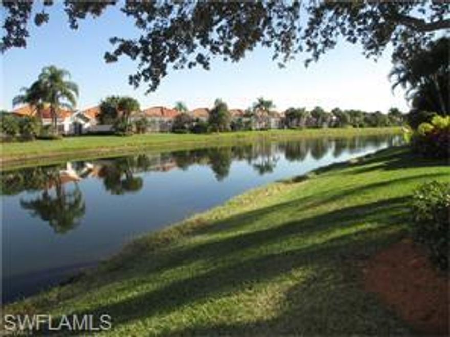 3 bedroom Regent floor plan. New Roof. Nice green yard off screened patio.  White Kitchen. You will love living in the island type community of Village Walk. Over 10 lakes linked by charming European footbridges. 3 community pools, tennis, bocce exercise center, restaurant and more. 24 hour security. Maintenance includes cable, phone, and internet. PLUS all your lawn care.  This home is located well within the community near the culdesac.