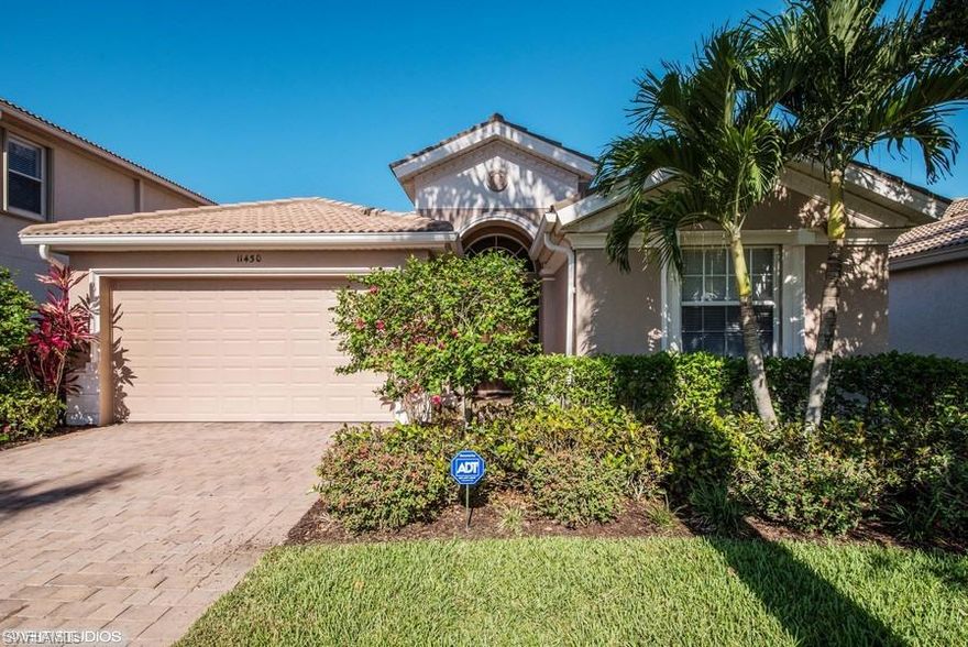 Casa Del Lago, a gated secure tropical sanctuary with Mediterranean style homes, conveniently located off I-75 and Daniels Parkway. Exterior freshly painted 3 bedroom/2 Bath home offers open floor plan.   Large lanai with heated salt water pool and spa (completely resurfaced 01/13).  Kitchen features granite counter tops, double oven, and white raised panel cabinets.  Community is across street from 6 Mile Slough Preserve and entrance to the extensive Lee County bike path system.  LOW HOA fees include cable, home alarm system, irrigation water, garbage, gated access, lawn care, security, heated Olympic pool, 2 tennis courts, basketball, exercise room, and clubhouse!  Furnishings are negotiable except master bedroom. Owners are willing to lease back short term.  Do not miss out on this opportunity to live in an immaculately clean move in ready home!