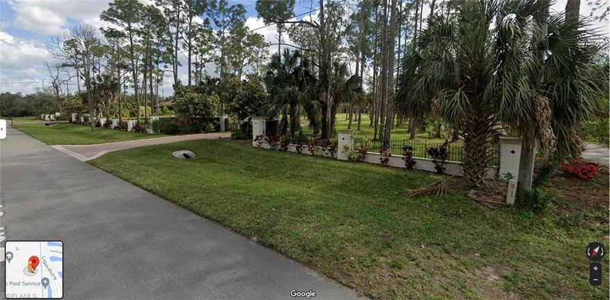A MUST SEE!!!! RARE OPPORTUNITY IN OAKES ESTATES OF NAPLES.  
Lot has a road built from the street into inside of the property, it is cleared, fully sodded, irrigated, fenced and gated, also ROW is new and done in 2015.  
Situated on a quiet cul-de-sac surrounded by new million-dollar homes.  
Pre-construction Plans available to build a custom home.
Approximately 8-10 minutes from Mercato and the Vanderbilt Beach. 
Lot purchase comes with 1 full Set of Architectural Plans ready to apply for Permits and build, valued at 50,000.00 and paid by owners in full already.
Renderings and floor plans are for the West Indies Architectural Plan provided with the sale.