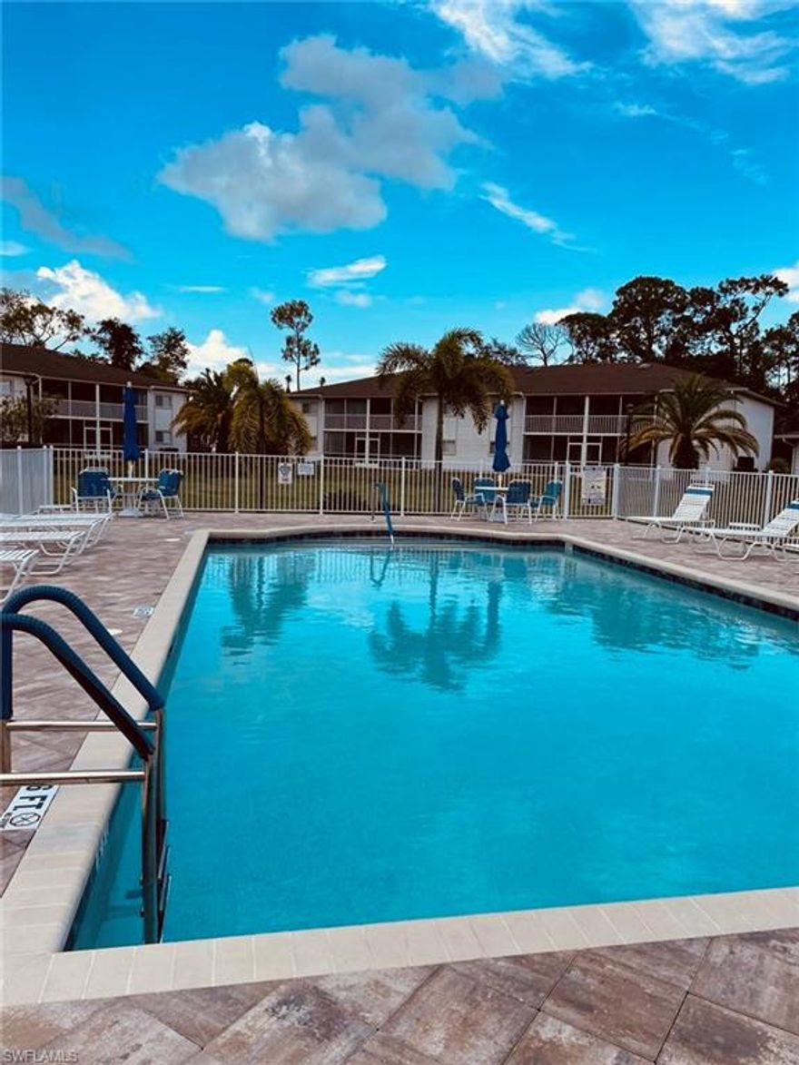 Live just minutes from the beautiful Gulf beaches in this updated 2-bed, 2-bath condo in Naples Trace, now available for lease. With shopping, dining, and everyday conveniences nearby, this location makes it easy to enjoy the best of Naples living. Inside, the condo features an updated kitchen with breakfast bar seating, perfect for casual dining or morning coffee. The open living area leads to a screened lanai with no neighbors behind, offering a quiet and private place to relax. There is no carpet—just attractive wood-style flooring and tile throughout for a clean, modern look and easy maintenance. Both bedrooms are comfortably sized, with the primary suite featuring an en-suite bath and walk-in closet, while the guest bedroom includes designer closet cabinetry for stylish and functional storage. An in-unit washer and dryer adds everyday convenience. Tenants also enjoy access to the community pool, ideal for cooling off after a day at the beach. Comfortable and well-located, this Naples Trace condo offers a great opportunity for renters looking to enjoy the Naples lifestyle close to the coast.