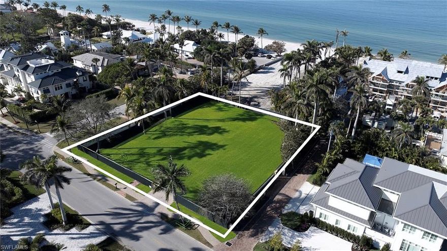 Situated in a spectacular beach block location in the heart of Old Naples, this is a truly unrivaled opportunity. Imagine building your dream home on an expansive, over half-acre estate-sized homesite fronting the prestigious Gulf Shore Boulevard S. With partial views of the sparkling Gulf of Mexico, this prime 150' x 155' lot is a rare find, ideally situated between lively 5th Avenue South, renowned for it's upscale shopping and dining, and charming Third Street South, home to boutiques and gourmet restaurants. This exceptional lot provides the ideal canvas to design a custom residence that meets the highest standards of luxury and elegance. Embrace the essence of the Naples lifestyle with this unique opportunity to own a true gem of a location.