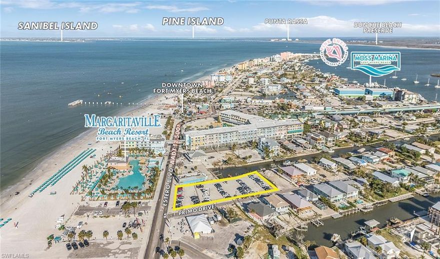 Silver Sands, a gulf access commercial property centrally located on Estero Blvd in Fort Myers Beach, FL. Formerly known as Silver Sands Villas, this 0.74± acre coastal infill redevelopment site presents a unique opportunity to participate in the renaissance of Fort Myers Beach. Located at 1207 Estero Boulevard in the pedestrian district of Times Square with adjacencies to the brand-new award winning Margaritaville Resort, this property is suitable for a high-quality mixed-use development. The site also benefits from over 130 feet of commercial gulf-access canal front shoreline that leads to the historical Matanzas Pass. A 50-foot walk across Estero Blvd grants access to the newly developed public beach parking allowing for unimpeded views of the Gulf of Mexico for any future redevelopment. The current zoning and future land use entitlements allow for a multitude of development uses including residential, hospitality, and commercial.