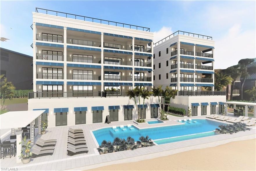 Introducing Gulfside Twelve, a luxury collaboration between Dublin Real Estate Investment Group and award-winning designer, Clive Daniel. Set in a “toes in the sand” location with head-on Gulf and sunset views with 180 feet of beachfront, this new collection presents 12 exclusive residences. Designed for live/work/play, they range from 4,700 to 5,100 square feet with 4 ensuite bedrooms, large balconies, 4.5 baths, plus a flex room that can be used as a theater, office, workout space or 5th bedroom. Clive Daniel-designed furniture packages are also available for purchase in two distinct styles. Embrace the SW Florida lifestyle from every angle. Take the elevator directly up to your residence, put down your bags and walk out your door, right onto the picturesque white sandy beach! This
luxe condo features a resort-style pool, cabanas and grilling area. Two-car parking, plus guest parking and storage on the 1st floor complete the fantasy of living on Florida’s Gulf coast. A quiet, secluded beachfront location near Estero Island, between South Fort Myers Beach and Naples, close to shopping, dining, and entertainment.