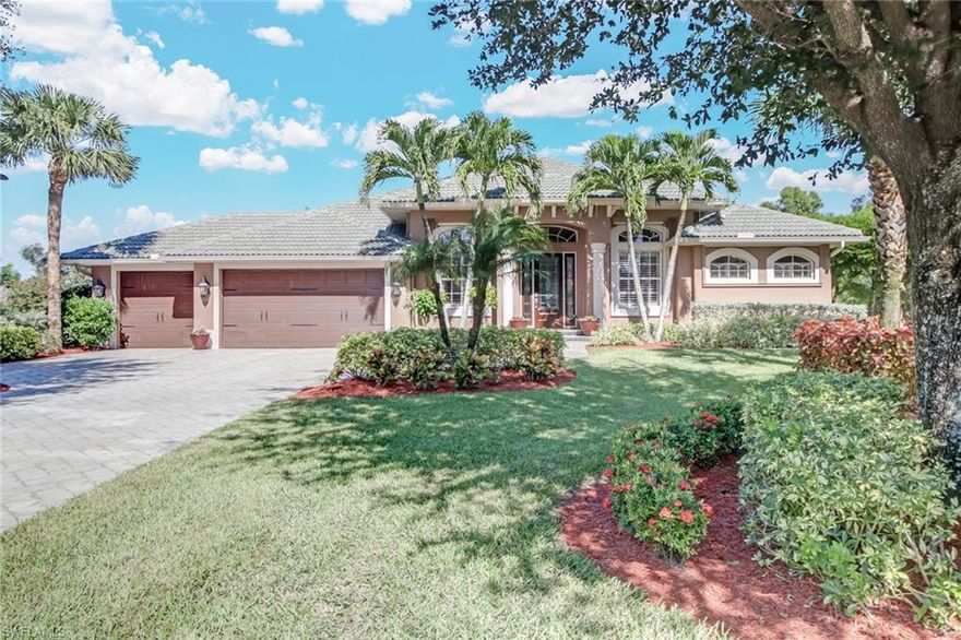 Paradise found! If you are looking for a tropical get away, this is it. This is possibly the best lot in south Fort Myers! As soon as you enter through the doors of this custom built home you will appreciate how it has been meticulously maintained. Exotic granite counters in the kitchen and plenty of storage space in the kitchen and laundry. This move in ready home offers 4 bedrooms and an office or study. Outside is a large screened pool and lanai with electric hurricane shutters and no-see-um screens. There are accordion shutters as well. The lot is simply perfection. Beautifully landscaped and private....with room for a fire pit perfect for a gathering with friends and family. You will never know that you are right in the middle of south Fort Myers with easy access to restaurants and shopping. The community of Stonebridge is a low density neighborhood with custom homes on oversized lots and low HOA fees. It's just a short drive to the world renown beaches of Sanibel and Fort Myers Beach. It is also convenient to Health Park Hospital and the airport.