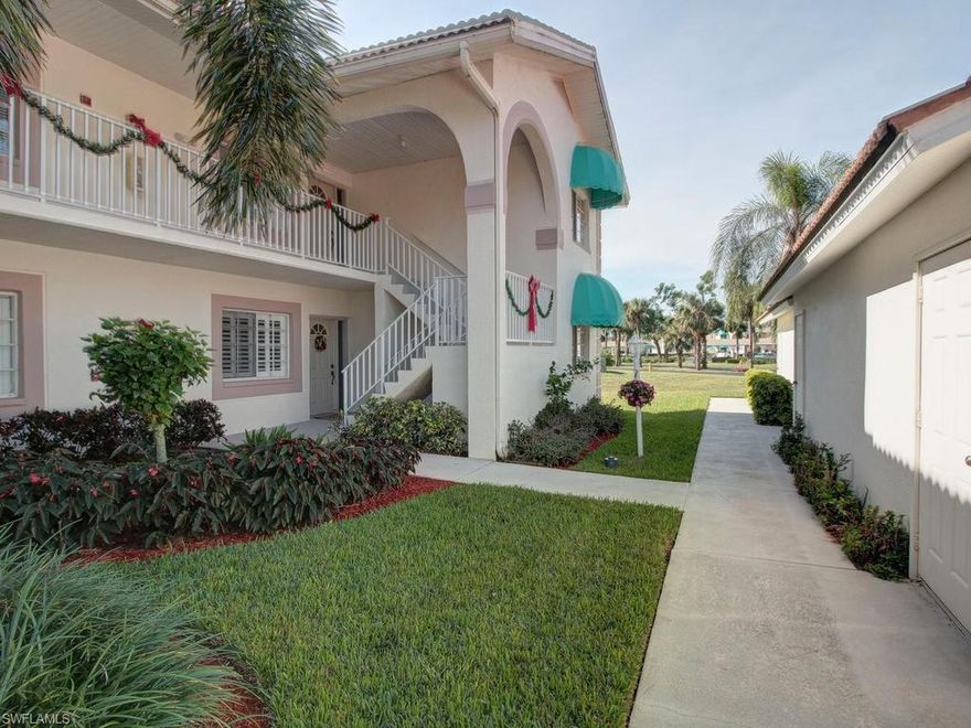 E-Z-2-C!!!   You’ll want to see this one first!  Ground floor lakefront end-unit with garage in a gated community and the best long lake view in Sapphire Lakes.  Spacious and bright, this well maintained condo features plantation shutters, ceramic tile floor, walk-in closet and a full inside laundry room. Sapphire Lakes is a gated and lushly landscaped community offering 4 pools, tennis, bocce, barbecue grills and a very active social calendar, all with very low maintenance fees. Just minutes to Olde Naples, the Gulf of Mexico sandy beaches, world class shopping, dining and entertainment.  Ready for quick occupancy!  Call now to schedule a private showing!