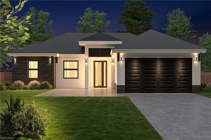 LUXURY NEW CONSTRUCTION ON A RARE HALF-ACRE ESTATE IN LEHIGH ACRES!
Don't miss this incredible opportunity in one of Lehigh’s most valuable and "promised" areas near the Williams Rd corridor. Situated on a massive, oversized 0.50-acre lot—offering nearly double the space of a standard lot—this under-construction home is a standout gem on a peaceful dead-end road.
Expertly designed for modern living, this home features just under 1,600 sq. ft. of air-conditioned living space and 2,100 total sq. ft. under roof. The functional layout includes 3 spacious bedrooms plus a versatile den, 2 full bathrooms, and a convenient half-bath—perfect for guests and entertaining.
The interior boasts soaring high ceilings and premium tile flooring throughout. The chef’s dream kitchen is anchored by a spectacular 10-foot waterfall island, complemented by premium custom cabinetry, high-end finishes, and a dedicated wine closet.
Your private backyard oasis awaits, featuring a stunning inground pool fully protected by a premium screen cage. The property includes a full paver deck and driveway and comes fully fenced, providing ultimate security and privacy in a rapidly appreciating neighborhood.