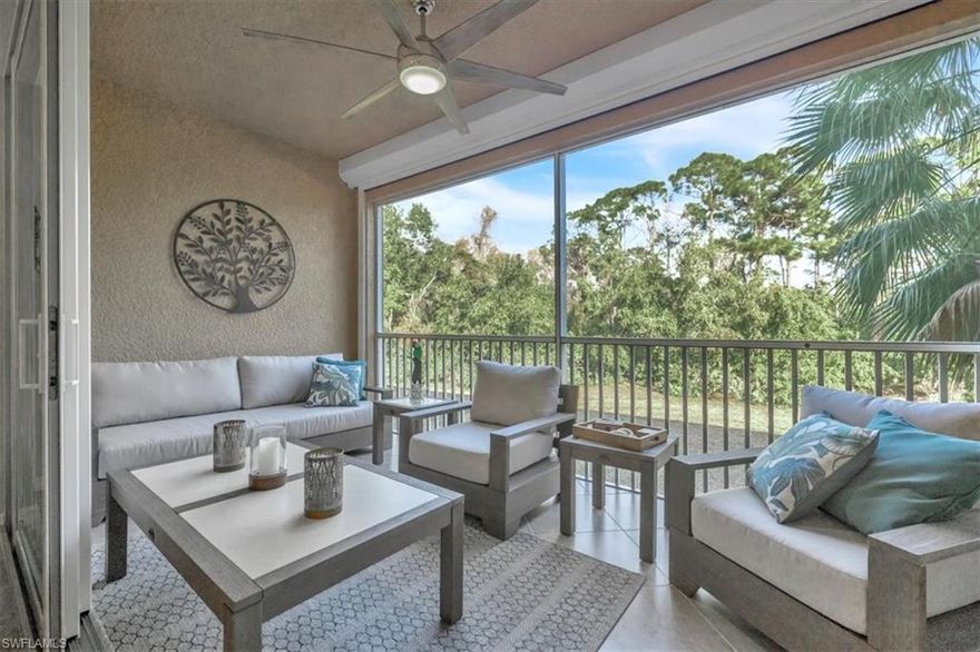 Welcome to easy Florida living in this spacious 2-bedroom, 2-bath condo located in the highly sought-after Pelican Preserve in Fort Myers. Thoughtfully designed with an open floor plan, the home is filled with natural light and finished in timeless light gray and white tones that create a bright, airy feel throughout.

The main living areas feature tile laid on the diagonal, adding both style and flow, while the oversized kitchen island makes the heart of the home perfect for entertaining or casual gatherings. Step out onto the screened balcony and unwind with peaceful preserve views—your own private, serene backdrop.

The generous owner’s suite offers a tray ceiling and plenty of space to relax, complemented by a well-appointed en-suite bath. This condo is being sold turnkey, with just a couple of exclusions, making it ideal for a seamless move-in or seasonal retreat. A golf cart is available for purchase separately, adding even more convenience to the Pelican Preserve lifestyle.

Comfortable, elegant, and move-in ready—this is resort-style living at its best. Pelican Preserve is rated in the top 10 in the United States for 55+ living!