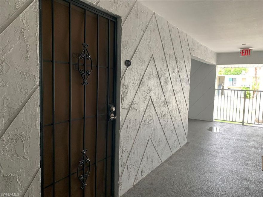 Thinking about becoming a landlord?  Or investing on your first property?  Look no more!   Ready to move in, beautiful  second floor corner unit offers 1bed/1bth, with extended screened balcony, oversized bedroom with walking closet, updated modern style bathroom with linen closet, freshly painted interiorly and a very private community pool.     HOA fees include basic cable and water/sewer!   Centrally located near schools, Edison Mall, walking distance to public transportation, with easy commute to Downtown Historic River District, Public Beaches and Cape Coral Bridges.   Property being sold  in As-Is condition with right to inspections.