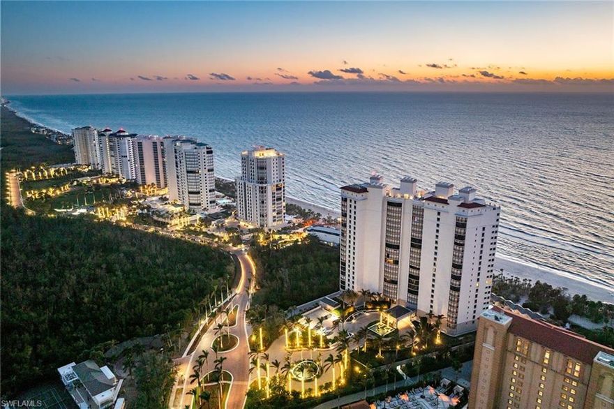 Rarely available and sought after, this meticulously maintained three-bedroom, three-bath 14th-floor end unit is a blank canvas that awaits your designer touches. Floor-to-ceiling glass doors open to an expansive lanai and unobstructed views of Gulf waters and iconic sunsets. The great room seamlessly integrates living and dining spaces. The chef's kitchen features white cabinetry, granite countertops and stainless steel appliances, all bathed in natural light from the wraparound windows. An adjacent wet bar provides temperature-controlled wine storage. The owner’s suite offers a sanctuary of relaxation with a spa-inspired primary bath and an oversized walk-in closet. Further enhancing the space are two en-suite guest rooms, with the option to transform one into a custom office, and a second lanai. The Remington's amenities are comparable to a fine resort. The recently renovated lobby and social rooms exude modern elegance, while a state-of-the-art fitness center, resort-style pool, outdoor dining space and fire pit cater to every facet of leisure and wellness. The Remington's location is unrivaled as residents enjoy direct access to the Bay Colony Beach Club and the Ritz-Carlton.