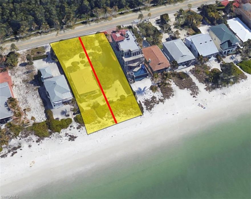 This property includes adjoining beachfront vacant lot located at 27110 Hickory Blvd., Bonita Springs, FL, 34134, PID#31-47-25-B1-0010F.0150.  Rare opportunity to own 100' of Bonita Beachfront property. Build one large estate home or two new beach homes. Home is sold as-is where is with no warranties. Property taxes in listing are for homestead property at 27100 Hickory Blvd only.
