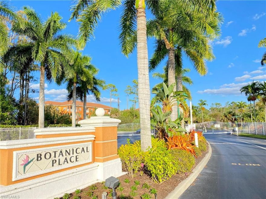 3 Bedrooms, 2 Bathrooms with Preserve Views from your Private Screened in Balcony! Tile Floors, a full Laundry Room with Washer & Dryer and Eat-in Kitchen. Take the Elevator from your Private Garage Right to your Front Door. You also have easy access to your Trash Chute and Extra Large Storage Locker right outside your door. Botanical Place is a fully gated community with incredible amenities including Swimming Pool, Hot Tub, Fitness Center and Club Room. Located in the HIGHLY DESIRABLE Bayshore Arts District, it is approximately 1 Mile to Celebration Park, 3 miles to Tin City, 0.25 miles to Naples Botanical Gardens, 0.5 miles to Avalon Elementary School and East Naples Community Park & Pickle ball Courts, 1.4 Miles to Bayview Marina & Boat Ramp and 3.8 MILES TO THE BEACH!!!