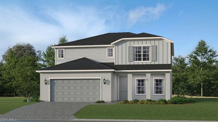 NEW BABCOCK RANCH COMMUNITY!! Sabal Glen at Midtown offers new single-family homes just miles from the
endless entertainment and recreation at Babcock Ranch Town Center in Punta Gorda , FL. Sabal Glen at Midtown is just miles from Babcock Ranch Town Center, offering retail, dining, a lakefront boardwalk, community events, a health center, charter schools and over 50 miles of multi-use trails. Nearby I-75 provides easy access to The Lee Health Coconut Point and Southwest Florida International Airport. Upon entry into this new two-story home is a flex space ideal for entertaining guests, followed by the spacious open-concept living area with a covered patio to promote indoor-outdoor activities. A first-floor bedroom is well-suited for versatile uses and the remaining three bedrooms occupy the second floor, including the tranquil owner’s suite with a private bathroom. A two-car garage completes the home. Prices, dimensions and features may vary and are subject to change. Photos are for illustrative purposes only. Estimated delivery date is Apr/May 2026.