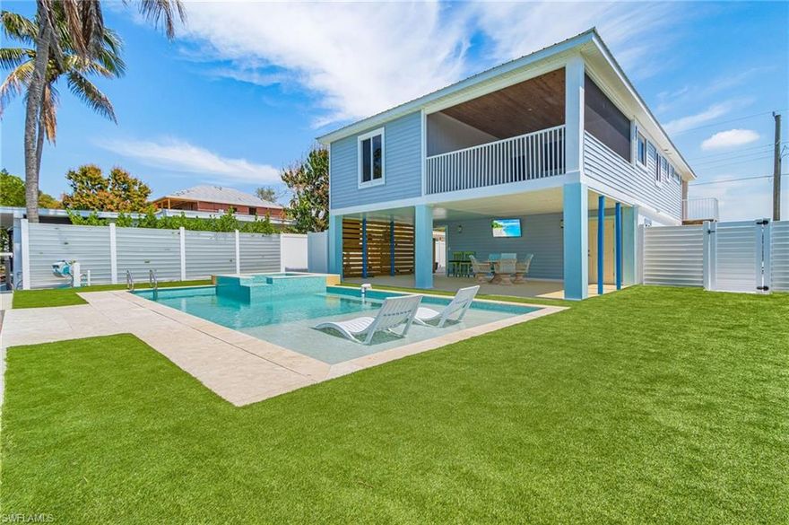 DIRECT ACCESS WATERFRONT LOCATION "FISH STREETS" area near the Coconut point Hyatt Regency. 
Completely rebuilt coastal home with effective year 2024, located in one of Bonita Springs most desirable boating communities just under 10 minute boat ride to Estero Bay, close to Lovers Key and many Gulf beaches. Minutes from premier Coconut Point shopping and dining.
This home has been completely renovated with an effective year of 2024, featuring all new major systems including a new electrical system, new plumbing, five-zone Douglas mini-split HVAC system, new metal roof, and hurricane impact windows and doors throughout.
The first floor includes a separate efficiency suite with a bedroom and bathroom, ideal for guests, extended family, adding incredible flexibility to the property. 
The outdoor space is equally impressive with a brand new pool installed in 2025 valued at approximately $90,000, creating the perfect private setting for relaxing or entertaining with spectacular sunsets.

Combined with a top-to-bottom renovation, this home offers the charm of classic Florida living with the comfort and reliability of essentially new construction. Flood insurance.
Enjoy the best of Southwest Florida living in this beautifully rebuilt coastal home located in the desirable Estero Bay Shores area of Bonita Springs. Perfectly positioned for boating, recreation, shopping and dining.
Whether you’re looking for a highly desirable investment or rental property, or a private retreat for a homeowner, this home delivers the perfect combination of modern comfort, turnkey condition, and unbeatable Bonita Springs location.