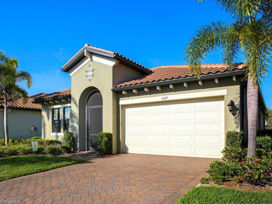 Located in the guard gated community of Hampton Park, you will find this pristine 3-bedroom+den 2.5-bathroom 2,258 SQFT home with a large extended lanai. This home was one of that last ones built by WCI and is situated on a great lot with lake views. This is not your typical Heron model home. Some of the great features you will find are enclosed screen entryway, tinted windows throughout, smart thermostat & garage door opener, custom window curtain rods & curtains. The open floor plan makes it excellent for inviting and entertaining guests at your home. Hang around the large kitchen island and admire the 42 inch cabinets with upper crown molding, soft closing hinges, upgraded counter tops, and backslash. Hampton Park offers variety of amenities that are available such as a gorgeous pool, fitness center, tennis court, pickle ball court, basketball court, children’s playgrounds, and Xfinity cable/high speed internet. Located near I-75 allowing easy access to Gulf Coast Town Center for shopping, dining, & movies.