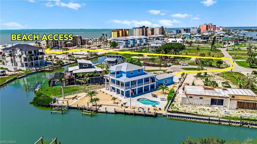 Prime North End Location – Fort Myers Beach Luxury Waterfront Living

Located in the exclusive North End of Fort Myers Beach, this custom-built Daniel Wayne Home is set on a rare 1/3-acre private cul-de-sac lot, offering exceptional privacy, prestige, and long-term value in one of the island’s most sought-after neighborhoods.

The property features 132 feet of direct canal frontage, a concrete dock with seawall, two boat lifts (16,000 lb & 7,500 lb), and a Hi-Power dock pedestal, providing just 5-minute access to the Gulf by boat—ideal for serious boaters and waterfront enthusiasts.

Enjoy water views from every window, lush tropical landscaping with underground irrigation and lighting, and expansive outdoor living spaces surrounding a private resort-style pool with relaxation bench.

Designed for entertaining, the home includes a fully equipped custom poolside bar featuring custom cabinetry, lighting, décor, lounge seating, and dining space—perfect for hosting game day, relaxing with friends and family, or enjoying meals poolside.

Inside, this 4-bedroom, 4.5-bath residence is beautifully furnished with all-new furniture and décor, offering a highly desirable layout with four full en-suite bathrooms plus an additional half bath. The open-concept living area includes built-in surround sound and home theater, flowing seamlessly into the dining area, gourmet kitchen with premium Bosch appliances, and wet bar.

The primary suite offers beautiful Gulf views, a spa-inspired en-suite bath, and a walk-in closet. A third-floor bonus room with Gulf-view lanai functions perfectly as an office, game room, or additional living space.

Additional features include a private elevator, walk-in laundry room, high-speed network wiring, two wet bars, and a flexible layout appealing to a wide range of buyers.

An oversized two-car primary garage, plus an additional dedicated boat/RV garage, provide exceptional storage for vehicles, boats, RVs, bikes, kayaks, and beach gear.

Built with premium construction and storm-rated materials, the home offers low maintenance, energy efficiency, and lower insurance costs, and includes a 12-year exterior paint warranty.

Enjoy a short walk to private deeded beach access, spectacular sunsets, and convenient proximity to Times Square, Margaritaville, restaurants, shopping, and entertainment, all while maintaining the privacy and exclusivity of the North End of Fort Myers Beach.