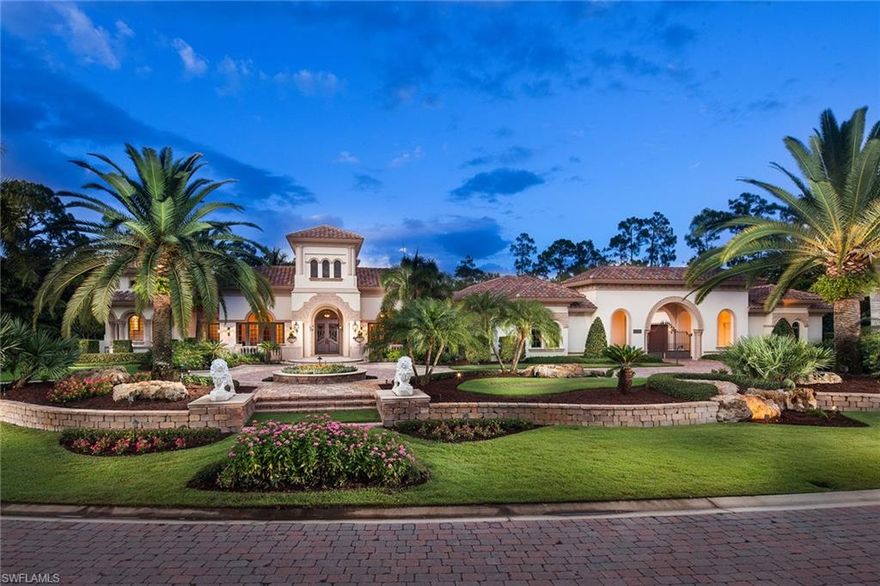 This magnificent estate wrapped in beautifully landscaped grounds offers the ultimate in privacy. Designed to encourage gracious entertaining and family comfort, this one-level, open floor plan is situated on over 1 acre. Offering exceptional quality and remarkable craftsmanship this architectural masterpiece was built by McGarvey Custom Homes. Recent updates include:  fresh interior paint and carpet in addition to fabulous new furnishings with the latest trends by KVS Interiors. Prominent features include: spacious rooms throughout, Turkish travertine flooring, captivating ceiling detail, well-appointed private office, and an expansive outdoor living area complete with summer kitchen and fireplace. Secure your treasures in the oversized five-car garage within the motor court. This residence qualifies for immediate golf membership eligibility at The Club at Mediterra.