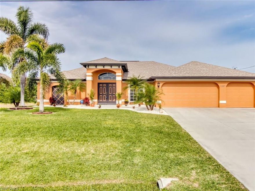 One of the cleanest properties in all of Cape Coral. This waterfront pool home overlooking a freshwater canal is in model condition and move in ready. All professional trade upgrades throughout interior. Open concept kitchen, Family Room and Dining Room overlooks lanai and pool area. Master's suite has tray ceilings, two walk in closets and direct access to the lanai/pool. Master bath has double vanity sinks, glass walk in shower with double shower heads. Guest bath has direct access to lanai/pool. All new carpeting in all bedrooms. Inside washer/dryer area with laundry tub in utility room. Exterior as well has been completely and tastefully upgraded making a beautiful look. Freshwater canal has concrete seawall and is perfect for canoes, kayaks or fishing. Very large 3 car garage has epoxy floor. All opening hurricane panels and security system will allow for favorable insurance rates.
This home is in truly exceptional condition. 18 month warranty provided to Buyer.