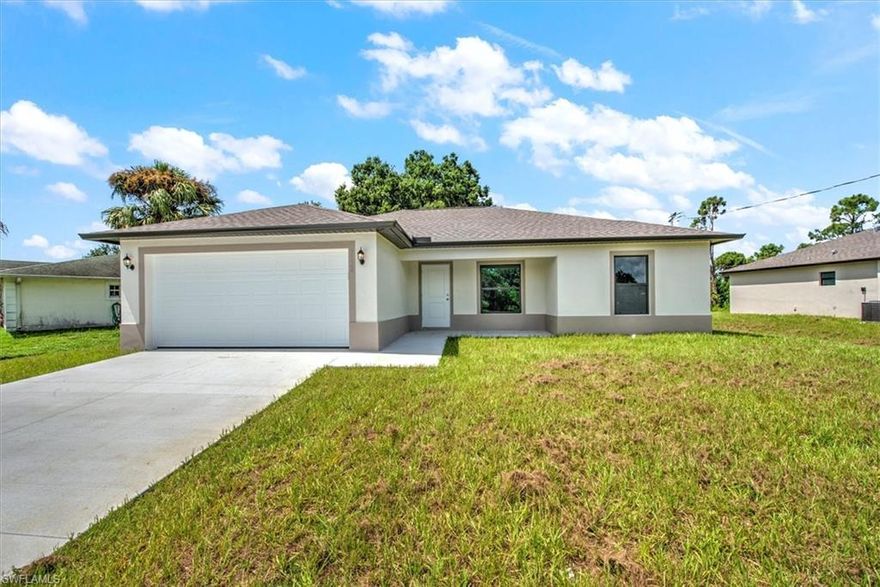 Welcome to this brand-new home located in the charming community of LaBelle, FL. Thoughtfully designed, this concrete block construction home offers hurricane impact doors and windows, a country front porch. 
Inside you will find an open floor plan seamlessly combining the kitchen, living and dining area with vaulted ceilings. The kitchen features granite countertops, stainless steel appliance package, pantry and a counter height bar for extra seating and storage. Great location conveniently located close to schools and the Florida Southwestern Community College satellite campus. LaBelle is located just 22 miles east of Fort Myers and approx. 1.5 hour drive to Miami/East Coast area. Don’t miss the opportunity to own this beautiful, functional and affordably priced home today!