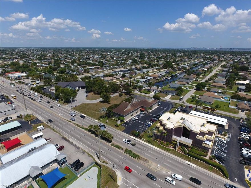 Available January 1st, this 864 sf first floor Office Condo is located in Southeast Cape Coral along Del Prado Blvd. S. Currently leased to a Title Insurance Agency whose lease expires December 31, 2025. Floor plan includes an open lobby / reception area, one private office, one semiprivate office, conference room, large storage closet, and a mid-office open storage, file station and plumbed for a sink / kitchenette. Windows face east along SE 16th Place. Good signage, easy access from both streets Del Prado Blvd and SE 16th Place. Great parking and signage.