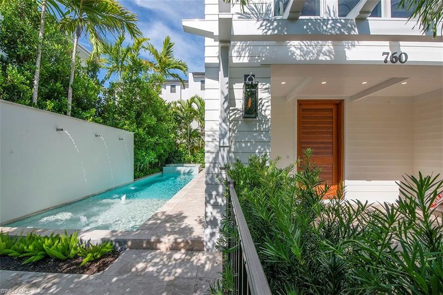 The renowned team of MHK Architecture, BCB Homes and Koastal Design Group has created a masterpiece combining coastal and contemporary themes resulting in a warm and comfortable home located in the heart of Old Naples. This new construction residence boasts nearly 3,100 square feet of A/C living space with 4 bedrooms plus huge den and 3.5 baths. The outdoor space features a plentiful sun deck with pool, spa and water feature creating a tropical yet private setting. With just a short walk to the beach, the famed shopping and dining of 5th Avenue South, Cambier Park and Sugden Theater, this residence is located in an ideal central location and offers the best of Naples luxury lifestyle. Home has now been beautifully furnished by Clive Daniel Home.