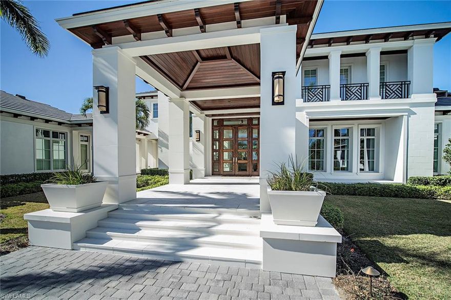 This newly built estate is one of the finest custom homes in all of Naples and is priced to sell in the exclusive Estuary at Grey Oaks neighborhood. The more than 10,000 square feet of living space leaves nothing to be desired and includes five bedrooms plus study seven full and three half baths and a detached guest house with full kitchen, living room, bedroom and laundry. The clean, décor includes large Andersen impact windows and doors throughout and a mixture of white marble and wide plank white oak flooring, detailed molding and sleek cabinetry. This home was designed by famed Stofft-Cooney architects and built in 2015 by Borelli Construction. The remarkable residence includes a 18x30 game room with bar that leads to a 1,200 square foot outdoor living space complete with summer kitchen, bar and automated screens and shutters.  Additional features include a  whole home Kohler generator, Crestron home automation, attached five-car and golf cart garage, climate controlled wine cellar, china room, second-floor laundry room, dual master baths and a private elevator. The adjacent landscaped and fenced homesite, 1257 Gordon River Trail, is available for separate purchase.