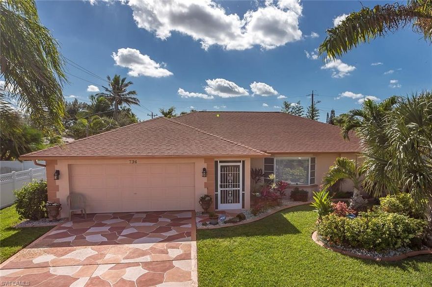 A nicely updated 3/2 south facing pool home in the Yacht Club area with a large lanai is great for entertaining or relaxing.  Upon arriving, you'll be impressed by the lush landscaping, impeccable lawn, and stamped concrete drive.  Inside, you'll find a light and bright updated kitchen with a subway tile backsplash and a pass-through window which opens to the screened lanai.  The saltwater pool has solar heat and is very private with a partially fenced yard and hedge of shrubs.  The living room has tall vaulted ceilings and the formal living room has two sets of French doors to allow the room to be used as a den too.  There's even a separate dining area!  The master bedroom opens to the pool area and is a relaxing shade of grey.  The master bathroom has been updated and has dual sinks and a walk-in closet.  Both guest bedrooms are spacious and have walk-in closets.  An updated guest bath serves as the pool bath and there's a separate laundry room.  Nicely landscaped backyard has a storage shed, several varietals of palm trees, and bamboo plants.  A great place to call home!