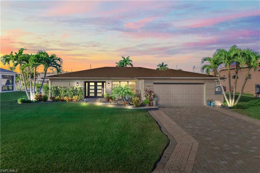 Welcome to your Gulf access getaway in the heart of Cape Coral! This updated 3-bedroom, 2-bathroom pool home with spa is situated on a canal with boating access to the river—just a short 23-minute ride with only one bridge out.
Inside, you’ll find an open and spacious floor plan perfect for both everyday living and entertaining. The living and dining areas are filled with natural light, and the updated kitchen offers ample storage, modern finishes, and a casual bar seating area.
The split-bedroom layout ensures privacy, with a relaxing primary suite featuring an en-suite bath. Two guest bedrooms and an additional full bath provide plenty of space for family or visitors.
Step outside to your screened lanai with a sparkling pool and spa, surrounded by tropical landscaping and a peaceful waterfront setting—ideal for lounging, dining al fresco, or simply enjoying the Southwest Florida lifestyle.
Pool new in 2022, with Jandy I-aqualink pool automation. New Samsung bespoke appliances, drawer microwave new 2022.
Conveniently located near shopping, dining,this home is a perfect opportunity to live the waterfront dream in a great location!