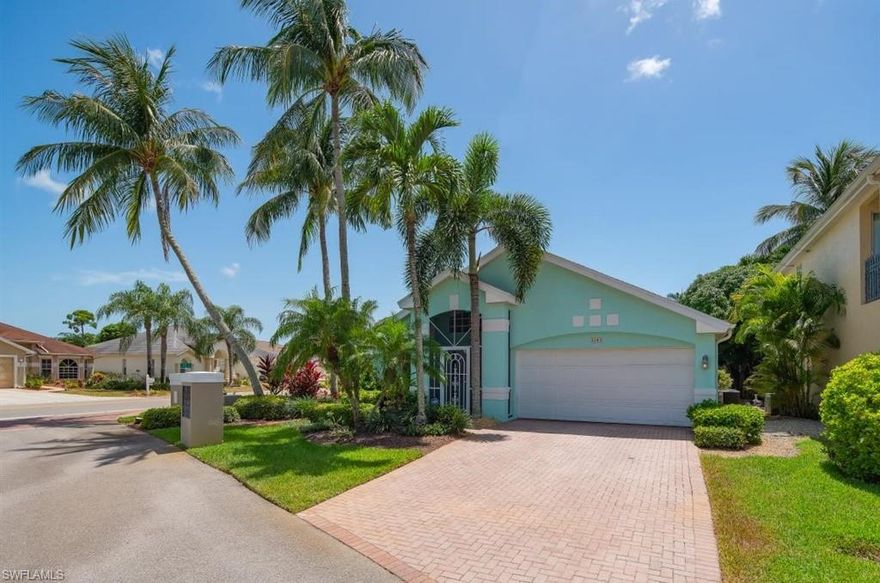 You want to live in Naples? Prefer a home with no lawn care but your own pool? Low fee? Nothing to do but move in? This is the home for you.  Roof is 2014,  Hot water heater 2015 and Ac 2016. HOA fee's  are a wash at $235 per month, this includes ALL WATER the home uses inside and outside even   Lawn Care is included. Lawn is mowed weekly.  Lives like a single family home without the hassles. Enjoy your private pool and spa. Nice western exposure , so the pool has great sunshine year round.  Perfect for the snowbird.  The two car garage makes for nice storage and keeping your car clean, cool  and safe.  All flooring is an up to date , tile throughout the home. No carpet! Master bedroom is large with a walk in closet. Newer paint , inside and outside.  Home is being sold , turn key furnished with some exclusions. Just bring your tooth brush.
Location is fantastic. Located in Queens park , just 4 miles to Old Naples down town and the beach.  Bike to Publix, Starbucks and Taco's and Tequila's . Enjoy an abundance of sidewalks in the neighborhood. 
This is a pet friendly community but no mean breeds .