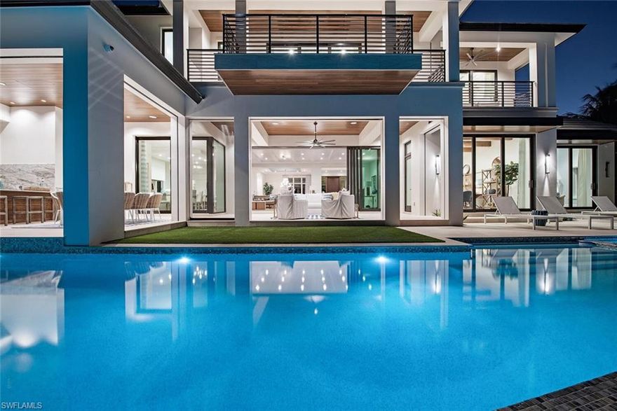 Incredible opportunity to purchase this custom residence fashioned by a team with impeccable credentials. Drawn by Stofft Cooney Architects, crafted by A. Vernon Allen Builders, Inc. and finely appointed by Lisa Kahn Designs, this property offers a forward-thinking lifestyle with great water views. 6 bedrooms, inclusive of a true Guest Casita, 7 full baths, 2 half baths, and a wonderful bonus media space with wet bar on the second level, 4 car garage and a spectacular outdoor covered living area with screens/shutters. Very well thought through pool and deck spaces with integrated spa that leads down to the beautiful waterway and concrete floating dock.  A touch more contemporary on the style and finish, while maintaining warmth and a connection to the coast, this home will not disappoint. Immediate Port Royal membership eligibility to take advantage of the spectacular new club when complete!