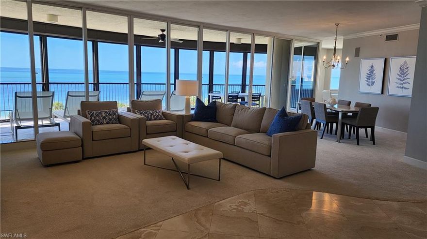 The Remington offers world class concierge services, and it’s like no other. It represents the utmost in Luxurious Beachfront Living. Ideally located between the Ritz Carlton, The Private Bay Colony Beach Club and the Private Bay Colony Tennis Courts. The Remington’s first floor was not damaged from the hurricane and the building is operating smoothly. This highly sought after “04” corner, fifth floor residence is a JEWEL!!. Featuring 3500 sq.ft. of move in ready, turn-key furnished luxury. Stepping out of a private elevator into this JEWEL, the comfortable creamy neutral colors of the marble floors and the interior walls accentuates the unobstructed long turquoise stunning views of Gulf of Mexico waters, It’s absolutely breathtaking!! The flowing, timeless neutral space of the interior takes full advantage of the sweeping water views from nearly ALL of the spacious main living areas, including the master bedroom, great room, both dining areas, and the gourmet chef’s dream of a kitchen, It magically blends an inviting open, bright and sophisticated floorplan, Three en-suite generous sized bedrooms, Two screened balcony’s, one being a massive 32 feet wide and protected by new hurricane shutters and screens, offers a special lifestyle. Fishing touches like numerous high-end upgrades, and an interior being perfectly and meticulously maintained and rarely used create the perfect scenario for the discriminating buyer.