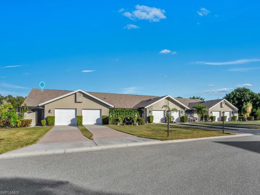 Your dream of living in Paradise starts here! 2/2 "condo-villa" 1124 sq ft with 1 car GARAGE is light and bright with incredible golf and lake views.
This end unit, single story villa offers plenty of natural light, soaring ceilings, beautiful lake and golf course views and a functional floorpan. This villa has been immaculately kept and is move in ready for those with a traditional taste, or could be easily renovated for anyone with a more contemporary vision. The functional kitchen has a breakfast nook that opens up to a private courtyard. Overlooking the golf course, the dinning and family rooms are extended to an air-conditioned sunroom that can be enjoyed rain or shine. Wake up each morning in your spacious primary ensuite bedroom with tall ceilings, a bay window
This BUNDLED GOLF community has it all! With a community pool just steps away, you can enjoy a refreshing swim or soak up the sun on a lazy afternoon. You also have the main clubhouse with pool and spa, tennis, pickleball, bocce, restaurant, and more! Conveniently located off Daniel’s Parkway you have ample shopping, dining, and entertainment opportunities. Cross Creek Country Club is also within a 30-minute drive of RSW International Airport, the Twins and Red Sox Spring training stadiums, and the incredible beaches of SWFL!