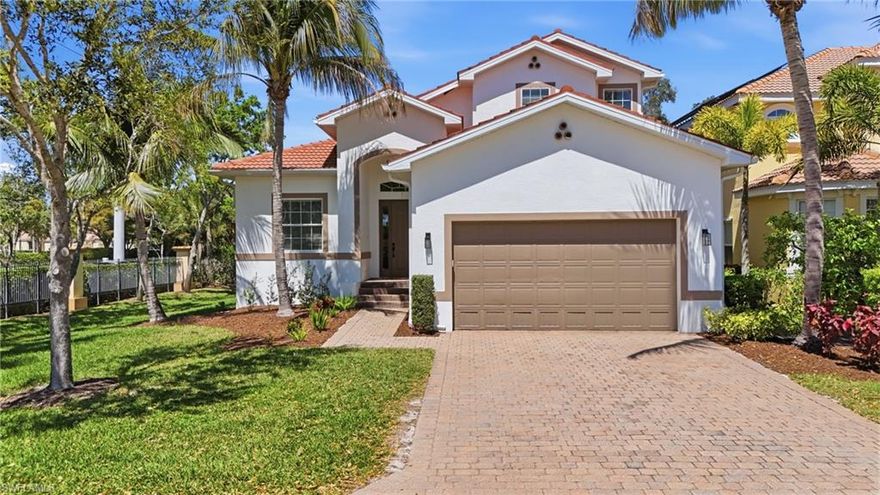 Welcome to this beautifully updated two-story home in Banyan Bay, offering a spacious and versatile layout with 3+ den bedrooms, 2.5 baths, and a large flex room 2,611 square feet of comfortable living space! This home has remained high and dry through recent hurricanes with no flooding and has hurricane shutters, providing added peace of mind while enjoying a prime location close to the Gulf beaches. Inside, you’ll find fresh interior, new hardwood flooring and tile, and updated lighting and ceiling fans that create a clean, modern feel throughout. The den features french doors, making it an ideal home office or flexible living space. The kitchen is both stylish and functional with wood cabinetry, granite countertops, and stainless steel appliances...It flows seamlessly into the main living areas, perfect for both everyday living and entertaining. The primary suite is conveniently located on the first floor and features an ensuite bath with a soaking tub, dual vanities, and a glass-enclosed shower. The Den is also located downstairs, making a great office, formal dining or playroom. Upstairs, the additional bedrooms are generously sized and share a full bathroom and have their own private flex space, providing comfort for family and guests. Additional highlights include a laundry room with storage cabinets and a utility sink, as well as a 2023 A/C system. Located just outside the gated section of Banyan Bay, this property offers lower HOA fees while still enjoying access to the community pool. Live an active Southwest Florida lifestyle in this area, perfect for biking and running in a vibrant, lush, and beautifully maintained setting in the heart of South Fort Myers. Optional memberships are available at nearby Crown Colony and Lexington Country Club, adding even more lifestyle opportunities. Just minutes from beaches, shopping, and dining, this move-in ready home is perfectly positioned to enjoy the best of SWFL living!