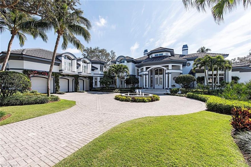 Situated on one of the most spectacular cul-de-sac lots in the Estates at Bay Colony Golf Club providing privacy, Southerly aspect and magnificent water and golf course views, this impeccably presented home is designed for today’s living with its unique transitional style and architectural flair. Ideal for entertaining, this Kurtz crafted 10,000 sq.ft.,  6 bedroom home affords formal dining and living rooms, a gourmet chef's kitchen which is a delight for the culinary enthusiast and leads to an oversized breakfast area and separate family room. Additional features include self-contained separate guest quarters over the 3-car garage, a custom designed library and a large 2nd-floor entertainment room with custom built-ins. The outdoor living space is outstanding, with custom designed pool and spa, gazebo with summer kitchen, full pool bath and a large 1st-floor electric screen lanai together with an expansive 2nd-floor terrace with electric awnings providing magnificent views of the immediate surrounds. Located within one of the most prestigious golf course communities in Naples, this offering includes a private membership to the exclusive Bay Colony Beach and Tennis Club.