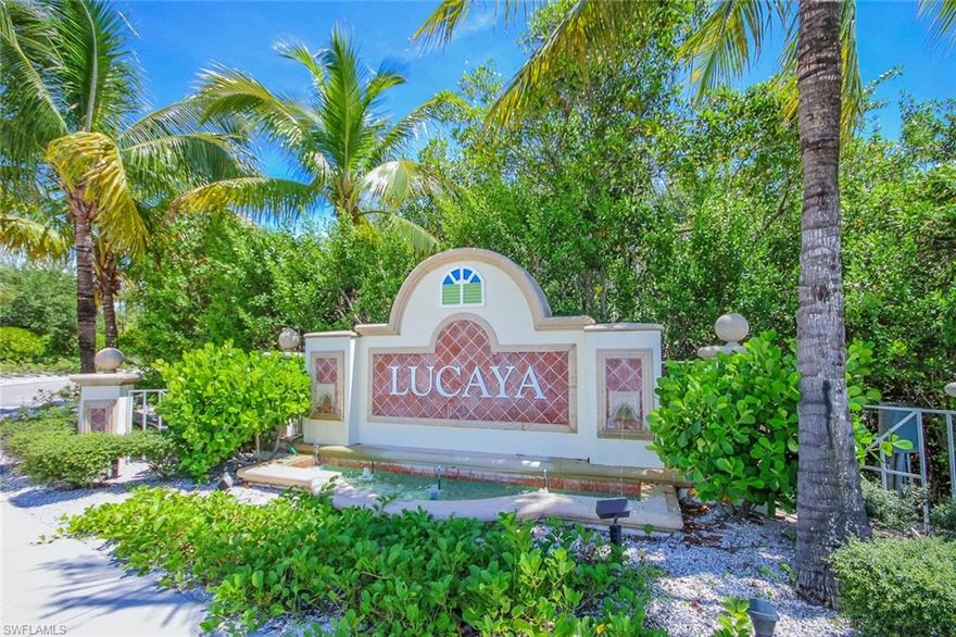 This exquisite ground level condominium features 2 bedrooms and a den, conveniently located off McGregor Blvd in close proximity to shopping, dining establishments, and the picturesque beaches of Southwest Florida. Situated within the Lucaya community, which is surrounded by a pristine nature preserve, residents enjoy resort-style amenities including two heated community pools, a fitness room, and a walking trail. The distinctive features of this home are sure to impress, furnished with impeccable designer touches and offered turnkey. The kitchen is equipped with stainless steel appliances, 42" wood cabinets, granite countertops, a tile backsplash, a kitchen nook, and a breakfast bar. The master bedroom boasts two spacious walk-in closets, a double vanity, and a shower. It also includes a Florida split spare bedroom and bath with both a shower and tub. Additionally, there is a separate full-size laundry room. The property includes a designated carport with extra parking, an additional storage unit, and a covered front porch for relaxation. The living area features diagonal tiles, carpeted bedrooms and den, with crown molding throughout. Enjoy serene mornings or evenings on your private-screened lanai upgraded with tile decking, which includes an electric hurricane screen, offering a peaceful view of the nature preserve. Come see this move in ready home. There was NO HURRICANE DAMAGE IN ANY OF THE DEVELOPMENT DURING THE RECENT STORMS.