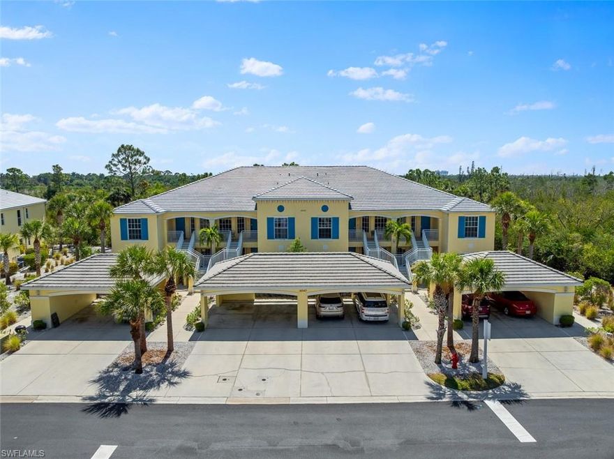 This exquisite ground level condominium features 2 bedrooms and a den, conveniently located off McGregor Blvd in close proximity to shopping, dining establishments, and the picturesque beaches of Southwest Florida. Situated within the Lucaya community, which is surrounded by a pristine nature preserve, residents enjoy resort-style amenities including two heated community pools, a fitness room, and a walking trail. The distinctive features of this home are sure to impress, furnished with impeccable designer touches and offered turnkey. The kitchen is equipped with stainless steel appliances, 42" wood cabinets, granite countertops, a tile backsplash, a kitchen nook, and a breakfast bar. The master bedroom boasts two spacious walk-in closets, a double vanity, and a shower. It also includes a Florida split spare bedroom and bath with both a shower and tub. Additionally, there is a separate full-size laundry room. The property includes a designated carport with extra parking, an additional storage unit, and a covered front porch for relaxation. The living area features diagonal tiles, carpeted bedrooms and den, with crown molding throughout. Enjoy serene mornings or evenings on your private-screened lanai upgraded with tile decking, which includes an electric hurricane screen, offering a peaceful view of the nature preserve. Come see this move in ready home. There was NO HURRICANE DAMAGE IN ANY OF THE DEVELOPMENT DURING THE RECENT STORMS.