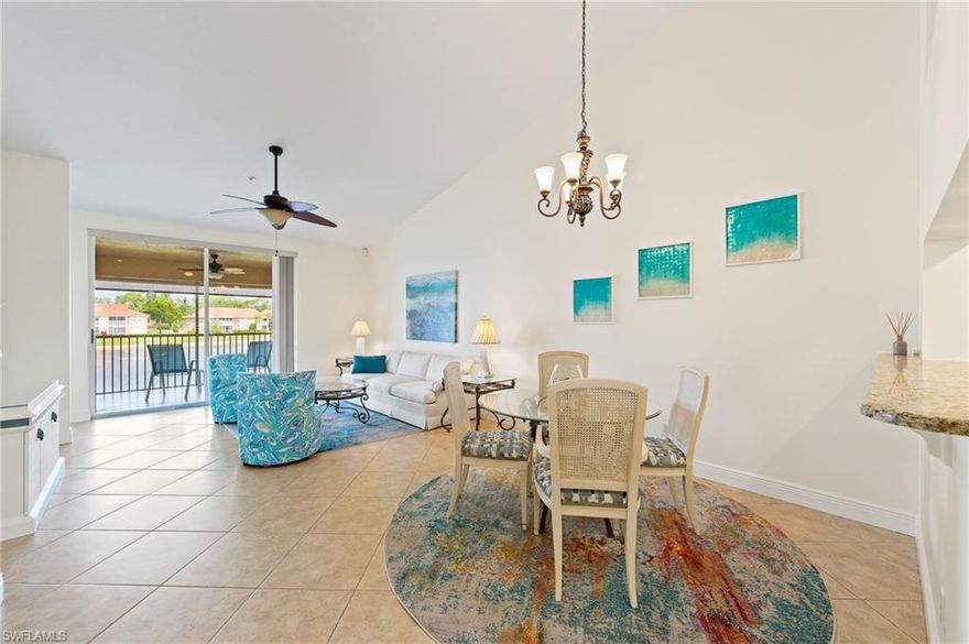 The Perfect 2 Bed 2 Bath North Naples Condo!  This fresh and bright home is being sold turnkey.  The kitchen is updated with stainless steel appliances, granite countertops, soft close cabinets.  Diagonal tile floors grace the main living areas and the lanai.  The bedrooms are newly carpeted.  The bathrooms are updated with granite and beautiful cabinetry.  Turnkey furnishings were purchased within the last year and are stylish and like new.  The one-car detached garage is roomy and features an epoxy floor.  Huntington Lakes is a lovely community six miles from the Gulf of Mexico featuring tennis, bocce, three swimming pools, fitness room, and many social activities.  You are going to love it here!