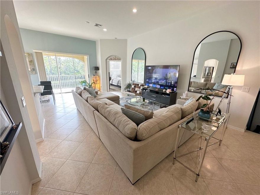 AVAILABLE 4/1/26 
2027 Seasonal Rent: $5,900/mo Dec, Jan, Feb, March, April
Off Season/Annual Rent: $3,950/mo 
FULLY FURNISHED

Welcome to this completely newly renovated townhouse condominium with 1 car attached garage. This upstairs, end-unit has 2 bedrooms + a den(3rd bedroom) with ample storage and fully furnished by an interior designer.

Large great room for modern living with a fully stocked renovated kitchen with white marble countertops and stainless steel appliances. Enjoy a 250 square foot oversized screened in lanai with access from 3 different sliding doors, facing East, perfect for morning sunrises.

The master with ensuite on the lake with preserve view is excuisite with a newly renovated dual sink vanity and oversized shower and double closets. The 2nd bedroom has 2 twin XL beds which can be put together to form a King, and the Den is a queen sofa bed for guests.

No pets allowed per the HOA. Rental includes cable, wifi, and utilities up to $150/mo. 60 day minimum per the HOA!
Community offers a large pool, jacuzzi, bocce ball, tennis and pickleball courts, and a small gym.

Marsh Landing is a hidden gem right across from Coconut Point Mall, just minutes away from fantastic restaurants, shops and conveniences. Message me for more information and details.

Rent includes water, cable and wifi. Owner pays up to $150/month of electricity bills.

HOA tenant applications and approval: $275
Owner is including in the rent a complimentary cleaning service 1X per month for renter's convenience!