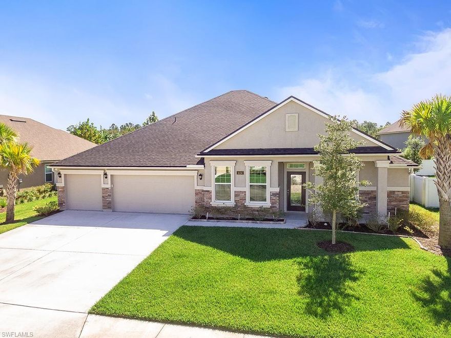 Beautifully appointed "Almost New" 2016 home in MuraBella with all white cabinets, double oven in the kitchen, newly added tile to living room & den areas with a huge kitchen and family room for entertaining.  This 3 car garage home has a clean fresh modern feel with crown molding & custom paint throughout, 2.5 generous bathrooms, patio lanai boasts a  newly extended paver patio expanding the living space to the outdoors.  Home has a very large patio for family entertaining and the back yard is spacious and is fenced for privacy. The community offers a large swimming pool, activities for all ages, basketball & tennis.  Elementary / Middle school outside of front gates less than 1 mile from home. Close to I95 and shopping right outside community.   HUGE VALUE UNDER 300K!