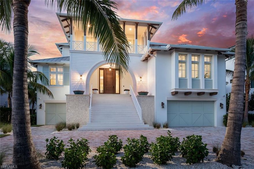 H11804   Luxury 2018-built home perfectly located in the double-gated Southport on the Bay in North Naples’ premier community of “Barefoot Beach”. This coastal contemporary home is a beach & boaters’ delight with deeded beach access a short walk away & direct Gulf-access only 10 minutes from your boat dock & lift. Relax & unwind on 2 entertainment decks with a pool/spa, ample lounging areas & outdoor kitchen & grill. Brimming with natural light, this stunning estate offers an open floor plan with 4 bedrooms + den/office (all beds with en suite baths), chef’s kitchen with a spacious butler’s pantry & Wolf appliances, 403 sq ft of flex space available on the ground floor & 170 mph PGT impact glass windows/sliders! Spectacular finishes include 12’ ceilings, hardwood floors, custom cabinetry with granite & quartz counters, private elevator, wood plank accent wall features, wood beam accents, & more! High-end furnishings negotiable. The OPTIONAL in-community “Club at Barefoot” offers tennis, 2 restaurants, beachside food/bev/chair service & activities. Nearby to fine dining & easy access to RSW Airport Mercato & Waterside Shops. Only 15 miles to Naples 5th Avenue.