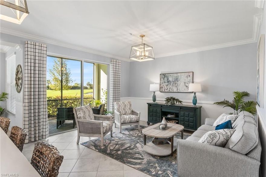 BUNDLED GOLF INCLUDED! Welcome to your sanctuary at The National Golf & Country Club at Ave Maria! This beautifully designed first-floor 2-bedroom plus den, 2-bath townhouse offers stunning golf course views and effortless indoor-outdoor living. The open-concept floor plan is ideal for both relaxing and entertaining, featuring an eat-in kitchen with breakfast bar, pantry, and stainless steel appliances.

The spacious primary suite provides a private retreat with dual closets, a dual-sink vanity, and a walk-in shower. A flexible den offers the perfect space for a home office, guest room, or hobby area. Enjoy Florida living year-round from the screened lanai overlooking the golf course, along with an additional screened front lanai, creating rare extra indoor/outdoor living space. A detached one-car garage adds everyday convenience and storage.

Immerse yourself in a world of leisure with access to championship golf, pickleball, bocce courts, an on-site fitness center, and spa. Residents also enjoy a sparkling resort-style pool and gourmet dining at the clubhouse restaurant, all within a vibrant, welcoming community. Say goodbye to maintenance worries as the HOA covers cable, internet, water, sewer, and trash.

This is more than a home, it’s a lifestyle of luxury, convenience, and connection. Don’t miss this rare opportunity to own your piece of paradise. Schedule your private showing today!