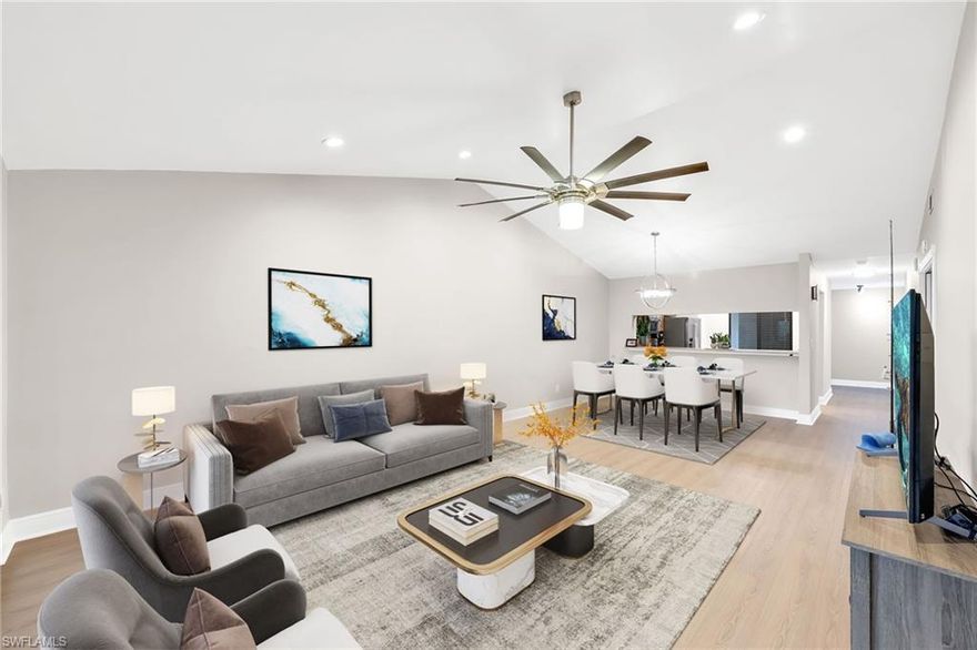 Rarely available three bedroom top floor condo in Deauville Lake Club offering 1,427 square feet, vaulted ceilings, and peaceful golf course views.

This spacious two bathroom residence features a bright open layout and a split bedroom floor plan that provides flexibility for visiting family, guests, or a home office, making it one of the more versatile layouts available in the community.

Several important updates have already been completed, including new vinyl flooring throughout, updated plumbing, a 2020 air conditioning system, and a 2021 water heater, giving buyers confidence in the home’s major systems.

Deauville Lake Club offers beautifully maintained grounds with two community pools, a clubhouse, tennis and pickleball courts, and scenic walking paths around the lakes. The community is conveniently located just minutes from downtown Naples, shopping, dining, and the Gulf beaches.

With its spacious layout, recent system updates, and desirable location, this property presents an excellent opportunity to own a three bedroom condo in Naples while adding your own personal touches over time.