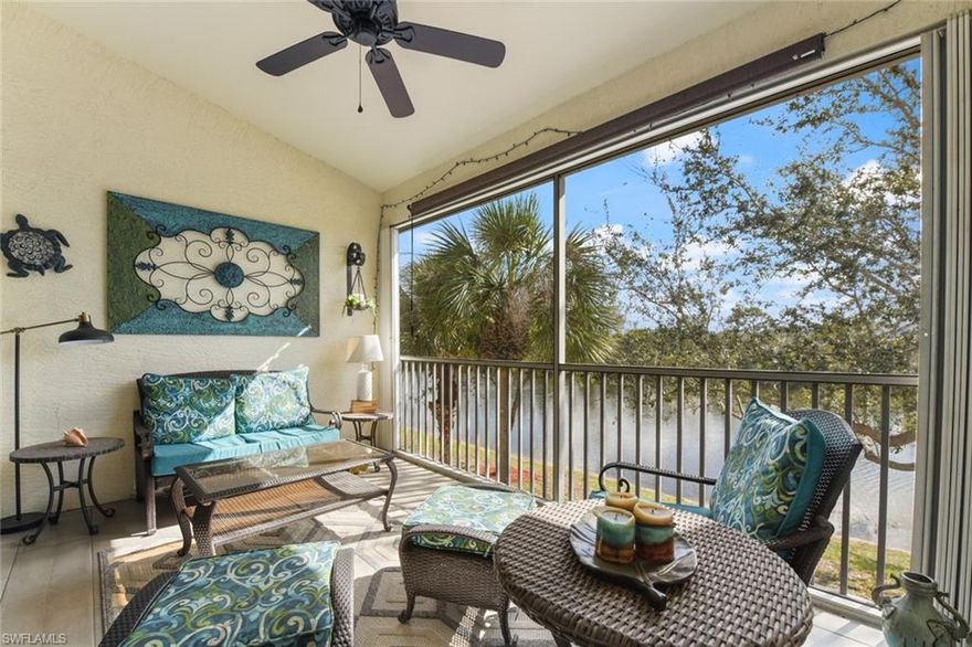 Welcome to your perfect Southwest Florida retreat! Whether you’re searching for a seasonal escape or a comfortable full-time residence, this beautifully remodeled, turnkey condo is ready for you to enjoy from day one. Begin each morning on the sun-filled lanai overlooking a tranquil lake—your own private spot to relax and unwind.  This popular Heather floor plan features an open layout with vaulted ceilings and thoughtful upgrades throughout. Recent improvements include new luxury vinyl tile and carpet, fresh interior paint, updated lighting, and fully remodeled bathrooms. A custom large center island is the focal point of the inviting kitchen that also features granite countertops and stainless steel appliances, making it ideal for everyday living and entertaining. Kitchen appliances and washer were replaced in 2022, with HVAC and water heater approximately 2019, providing peace of mind and low maintenance. Hurricane accordian shutters on lanai and MBR; manual for kitchen and 2nd BR.  New Roof 2026. 
Ideally located in Garden Lakes, you’re just a short walk to neighborhood and community pools, as well as pickleball courts. Colonial Country Club delivers an exceptional lifestyle with pay-as-you-play golf, an attended fitness center with classes, 8 pickleball courts, 8 clay tennis courts, bocce, plus a spa, restaurant, and lively bar. A full calendar of social events offers endless opportunities for music, dancing, dining, games, and happy hours.
Move right in and start enjoying the Florida lifestyle of your dreams!