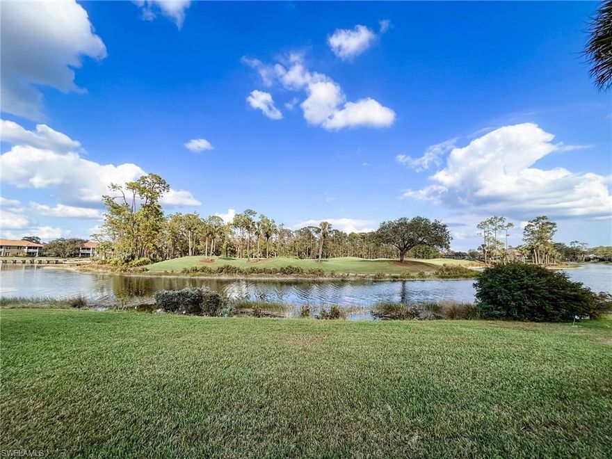 Beautifully upgraded Andover Villa in Vanderbilt Country Cub.  Awsome view of the 12th green across the pond without cart traffic outside your lanai.  New roof in March of 2022 and freshly painted.  Kitchen features granet counter tops and back splash, stainless appliances with new dishwasher.  Master bath has been upgraded with cherry wood cabinets, new counter tops, multiple head shower and custom mirror.  The garage has been extended 4 feet to allow for a side garage door for the golf cart and built in cabinets for extra storage.  Vanderbilt Country Club is financially sound with outstanding ammenities that include three restaurants; Vista room for more formal dining, Grill Room which is more casual indoor dining and the ever popular Terrace Cafe which offers out side bar and dining overlooking the community pool, tennis courts and bocce ball. The 2,200 square foot Equipment and Exercise Center features brand new state-of-the-art treadmills, elliptical equipment, recumbent bicycles, an upright bicycle, strengthening machines as well as floor space for stretching and free weights. Other amenities of the Fitness Center are the Aerobics Room for group fitness classes, the Massage Room for massage and facial services, the Rehabilitation Room for physical therapy services and Men’s and Women’s Restrooms