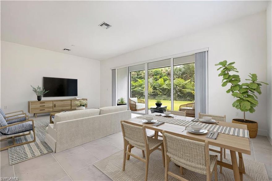 Discover a brand-new 2024 single-family home in Valencia Trails – Naples’ best 55+ active lifestyle community. This thoughtfully designed residence features 3 bedrooms plus a den, 3 full bathrooms, and nearly 2,000 square feet of stylish living space. Set in one of the best locations within Valencia Trails, this home sits close to the community’s second gate connecting to the extension of Vanderbilt Beach Road—offering quick, easy access to the Gulf beaches. With no neighbors in the front or back, you’ll enjoy rare privacy and open views from every room. Inside, the open-concept floor plan showcases modern tile flooring, high ceilings, and abundant natural light, seamlessly connecting the gourmet kitchen to the dining and living areas. The kitchen offers gas availability, contemporary cabinetry, and an inviting layout perfect for entertaining. A flexible den adds space for a home office, media room, or guest retreat. The primary suite includes a spa-inspired bathroom, while split bedrooms provide privacy for guests. Additional highlights include a 2-car garage, energy-efficient construction, and neutral designer finishes, making this home move-in ready. As a resident of Valencia Trails Naples, you’ll have access to resort-style amenities—a community pool, fitness center, clubhouse, pickleball courts, and scenic walking trails—all within a secure gated setting. Located in North Naples near shopping, dining, golf, and the Gulf’s world-class beaches, this home offers the ultimate Southwest Florida lifestyle. Don’t miss this rare opportunity to own a private, move-in ready home in one of Naples’ most desirable new 55+ communities. Schedule your private tour today!