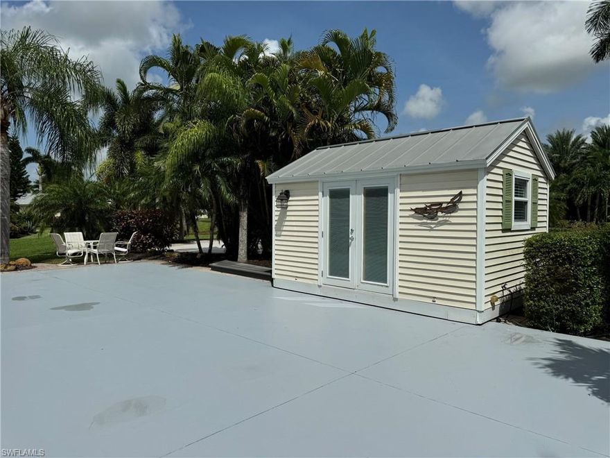 Lot 126 Pull in lot with large front grassy yard. What makes this lot even more special? A cozy slice of waterfront right at the front edge, giving you a touch of that relaxing lakeside vibe. And let’s talk about the coach house—it’s a gem! With French doors that add a touch of elegance, this 10x14 beauty has it all: a kitchen area with a handy under-counter fridge, cabinets galore, and a stackable washer/dryer to make life easy. You’ll even have a separate shower and toilet area, all laid out on beautiful tile floors. But wait, there's more! This Class A Motorcoach Resort is known for its friendly, welcoming community and incredible amenities. With over 1,000 feet of frontage along the scenic Caloosahatchee River, you’ve got access to a boat ramp. Plus, there’s always something fun happening with activities for everyone! Bonus: Lot 126 is part of the rental program, any rentals must be honored. Here, the good times flow as easily as the river. Looking for more ways to fill your day try bocce, horseshoes, cornhole, or shuffleboard. Try your hand at bingo, game nights, and mahjong. Need more action? Feel the rhythm with live music, let loose on the dance floor, or dive into arts and crafts. For the pickleball lovers, we’ve got 8 courts ready for your best serve. Prefer to kick back and relax? How about some ping pong, billiards, or model trains to spark your inner hobbyist? If water’s your thing, splash into water volleyball or join in for refreshing water aerobics. We’ve even got easy yoga to help you find your zen. Check out RiverBend Motorcoach resort, it’s your own little getaway, waiting for you to make it home!