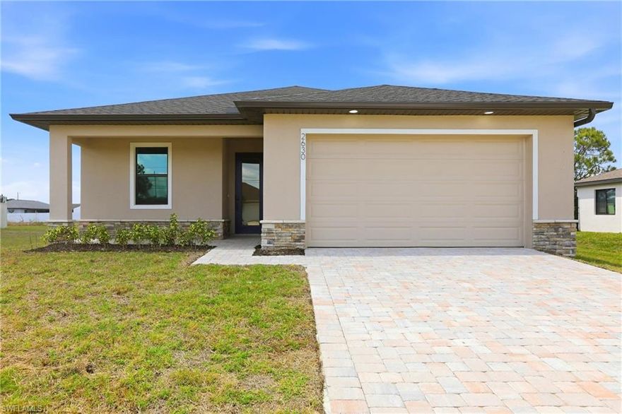 3BR/2BA New Construction with Pool, Designer Finishes & Garage — Cape Coral
Welcome to 2630 NW 23rd Ave, Cape Coral, FL, a home so new, stylish, and well put together, it honestly feels like it has its life more together than the rest of us.

Yes, it’s new construction, but this is not your standard builder-grade situation. This home brings the upgrades.

From the moment you arrive, the paver driveway sets the tone. Inside, the open layout feels bright, modern, and elevated with custom accent walls, recessed lighting, and large contemporary 60–72 inch fans that make every room feel polished and comfortable.

The kitchen is a major standout, featuring high-end finishes, solid waterfall countertops, and a peninsula island with bar seating that’s perfect for casual meals, entertaining, or pretending you always host. Brand-new appliances complete the space with just the right amount of shine.

The bedrooms are spacious, the bathrooms are sleek, and thoughtful details like heated fog-free mirrors add an extra touch of everyday luxury.

And the pool is absolutely not an afterthought. The private pool, paver deck, and fully fenced backyard create a true Florida lifestyle setup, ideal for relaxing, entertaining, or enjoying a quiet evening without leaving home.

Even the garage understood the assignment, with an epoxy-coated floor that gives it a clean, finished look far beyond standard new construction. Washer and dryer hookups are also ready to go.

Located near shopping, dining, parks, golf, and all the best parts of Cape Coral living, this home offers more than just a fresh start; it offers style, comfort, and a space that actually feels special.

Bring your furniture, your floaties, and your best “I can’t believe I live here” energy.

Utilities: Tenant is responsible for all utilities. This property runs on a well and septic system, with a $65 monthly fee for professional well servicing.
Pet Policy: We warmly welcome your furry companions, with the exception of aggressive or dangerous dog breeds