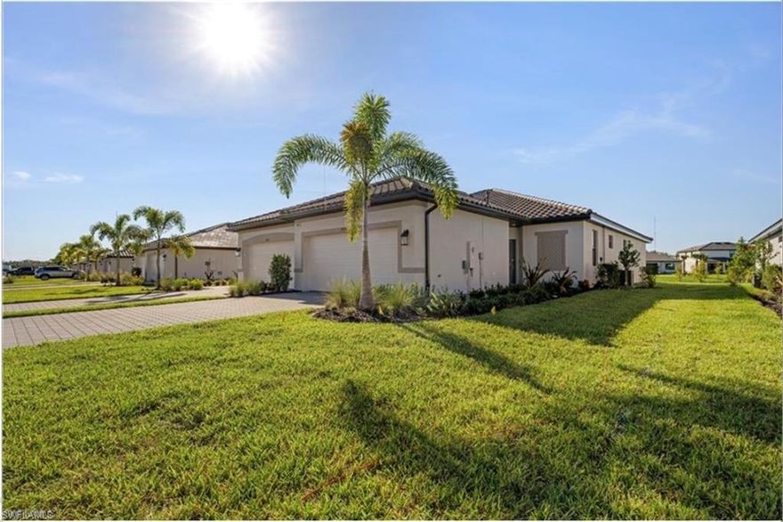 Welcome to 19573 Hinkley Dr in the gated community of Verdana Village by Lennar. This brand-new, pet-friendly, fully furnished, turn-key Magnolia model villa offers 3 bedrooms, 2 bathrooms, 1,417 sq. ft. of living space, and a 2-car garage.

The home features an open-concept floor plan with a modern kitchen including stainless steel appliances, quartz countertops, and designer cabinetry, opening to the dining and living areas. Ceiling fans and overhead lighting are installed in all bedrooms, a light fixture has been added in the dining area, and a TV mount is installed in the living room. Additional improvements include towel hooks installed in both bathrooms.

The primary suite offers a walk-in closet and an en-suite bath with dual sinks and a walk-in shower. The rear of the home is south-facing, providing consistent natural light throughout the day. The property is located near the lake with open views.

A screened lanai extends the living space outdoors. HOA fees are paid by the landlord and include lawn care, irrigation, landscaping, and access to community amenities.

Verdana Village residents enjoy access to resort-style amenities, including pools, a fitness center, clubhouse, tennis and pickleball courts, walking trails, playgrounds, and an indoor/outdoor sports complex.

Available April 2026
19573 Hinkley Dr, Verdana Village