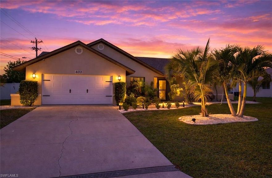 Check out this well-maintained Florida home located in the prosperous Pelican Neighborhood of SW Cape Coral, FL with palms galore! This 3-bedroom home with 2 full bathrooms has a very unique floor plan that feels much bigger than 1,853 sq. ft. – featuring a separate area upon entry currently being used as the game room, which could be used as the living room, along with a separate dining room. 

The primary bedroom is located on one side of the house, while the guest rooms are located on the opposite side of the house offering plenty of privacy. The home features vaulted ceilings in the living room overlooking the kitchen, with additional seating and storage space. This home has tile throughout the entire house and the current owners have made lots of small but very noticeable upgrades throughout that make the home feel warm and comfortable. 

The lanai is where you will spend most of your time, it’s fully enclosed and has plenty of space to entertain and relax in the heated/cooled saltwater pool and the above ground spa that comes with the house. The home is equipped with accordion shutters on all of the windows, including the lanai area. The main entry door, garage and pool bath doors have been upgraded to impact resistant. The yard is completely fenced in and has a great location on set pavers for you to lay out and soak in that Florida sunshine! The roof was replaced in 2022.

Oh, by the way, all of the furnishings seen in the pictures are fully negotiable, this home can be sold TURN KEY! NO HOAs and NO FLOOD ZONE here. Home is conveniently located close to schools, parks, entertainment, shopping and less than 10 minutes to downtown Cape Coral. Ready to see it for yourself? Call your agent today and setup that appointment.