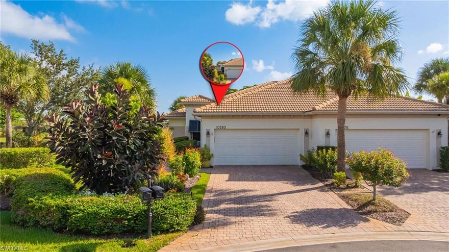 Rarely available TOSCANA VILLA in 55 and Better Pelican Preserve. This WCI built beauty has excellent construction and custom features.  12' ceilings and architecturally pleasing this 2 bedroom, 2 bath plus Den home is spacious and Turnkey. Situated on a cul-de-sac and overlooking a lake and golf course this friendly neighborhood offers tranquility and style. The large eat in kitchen features granite counters, large pantry, service island and 42" cabinetry. Tankless NATURAL GAS Hot Water Heater. Primary suite has lanai access and the attached bath features dual sinks, white cabinetry and full-size shower. Spend your evenings on the lanai in the above ground spa looking at the awesome view. Don't forget to visit the expansive Town Center which includes everything an active adult loves: indoor and outdoor pools, tennis, pickle ball, pool bar and grill, Destinations full-service restaurant, hobby and craft rooms, wood shop, theatre, meeting rooms, spa, bocci courts, fitness center, group exercise rooms and so much more.  And if Golf is your passion, memberships are available at The Club at Pelican Preserve run by Heritage Golf and featuring 27 Holes of Championship Golf.  This is the Florida Paradise you've been dreaming of.