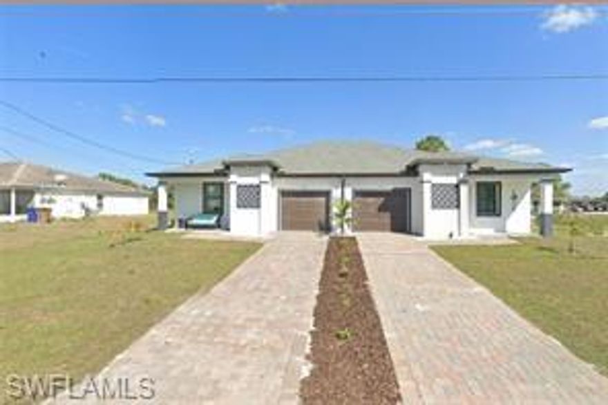 Great Investment opportunity! Well-maintained duplex located in a growing area of Lehigh Acres. This property features two units each currently rented with strong, reliable tenants in place generating a total monthly income. Each side offers comfortable living space with functional layouts, making it attractive for long-term occupancy. Excellent opportunity for first-time buyers or owner-occupants! This well-maintained duplex offers the perfect chance to live in one unit while generating income from the other, or continue operating as a fully rented investment property. Whether you're looking to offset your mortgage with rental income or start building wealth through real estate, this property offers flexibility and immediate income potential.